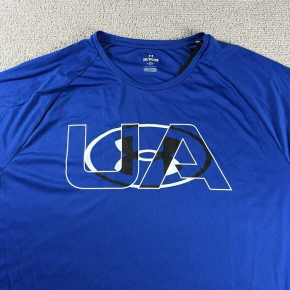 Under Armour Velocity 2.0 Short Sleeve T-shirt Blue Men’s Size XXL - Picture 2 of 7